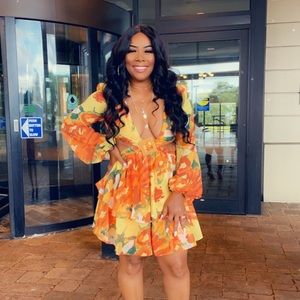 Cut out floral dress